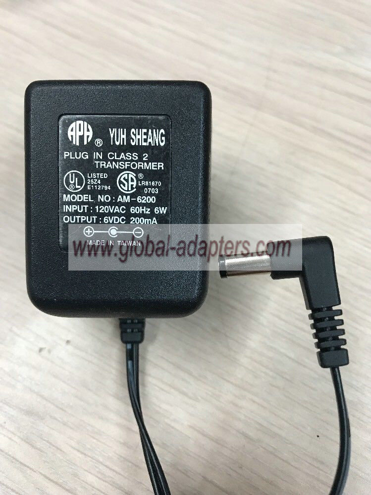 New 6V DC 200mA AC Power Supply Adapter for YUH SHEANG AM-6200 Plug in Class 2 Transformer